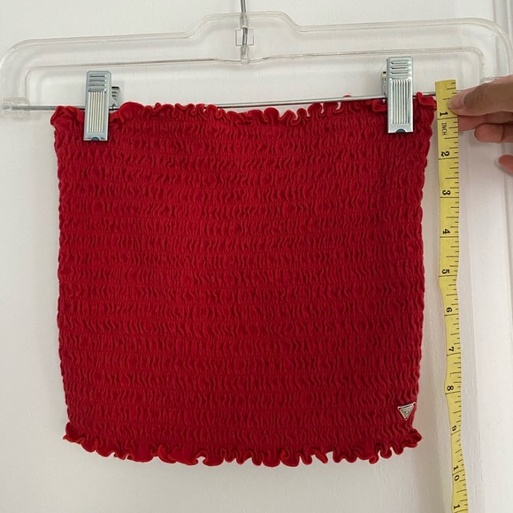 Red ruched bandeau top S - Picture 2 of 5